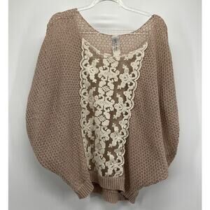 Free People Goldie Lurex Open Knit Lace Sheer Oversized Sweater M Boho Fairycore